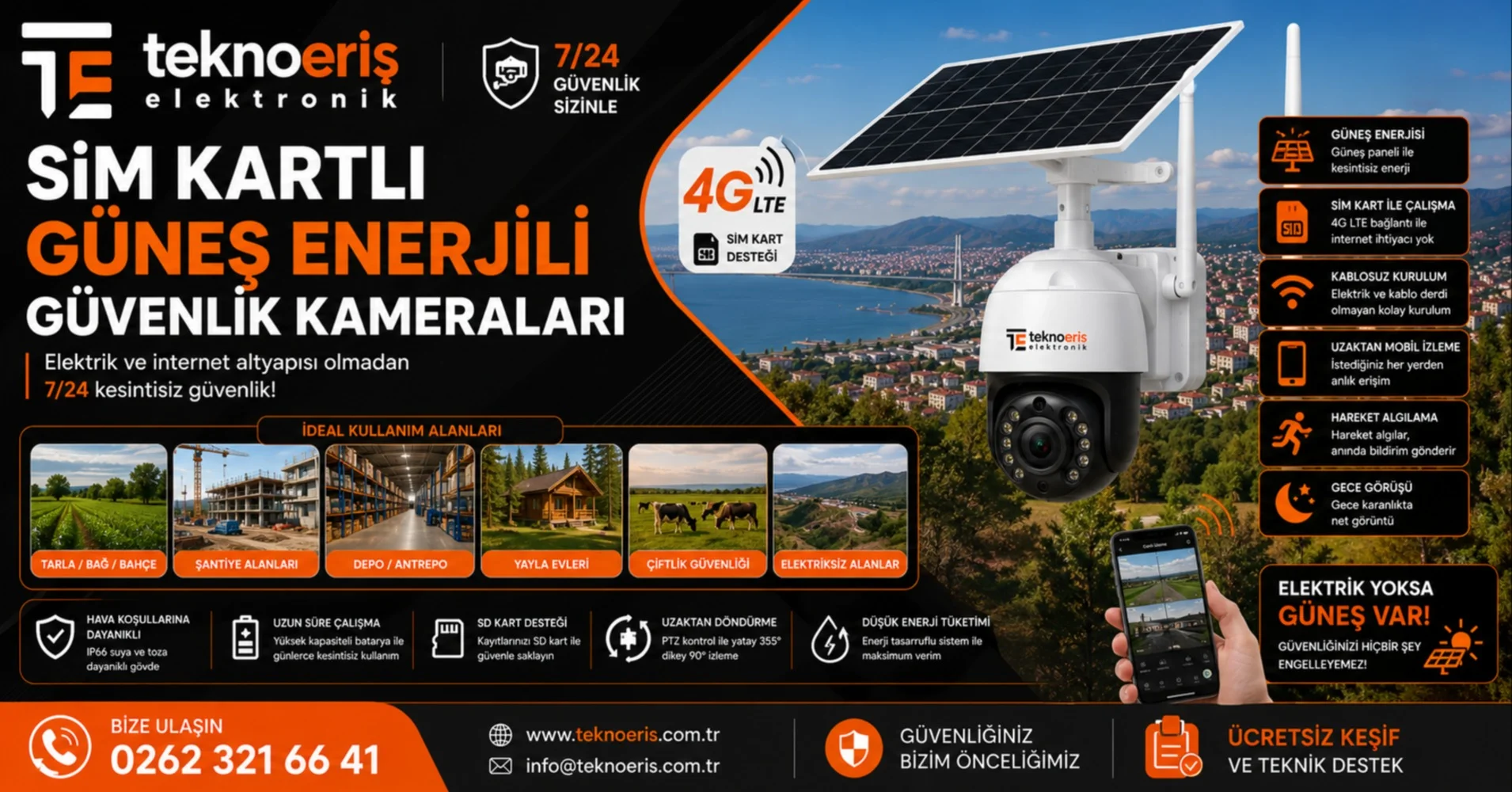 Sim Kartlı Güneş Enerjili Güvenlik Kameraları | Kocaeli