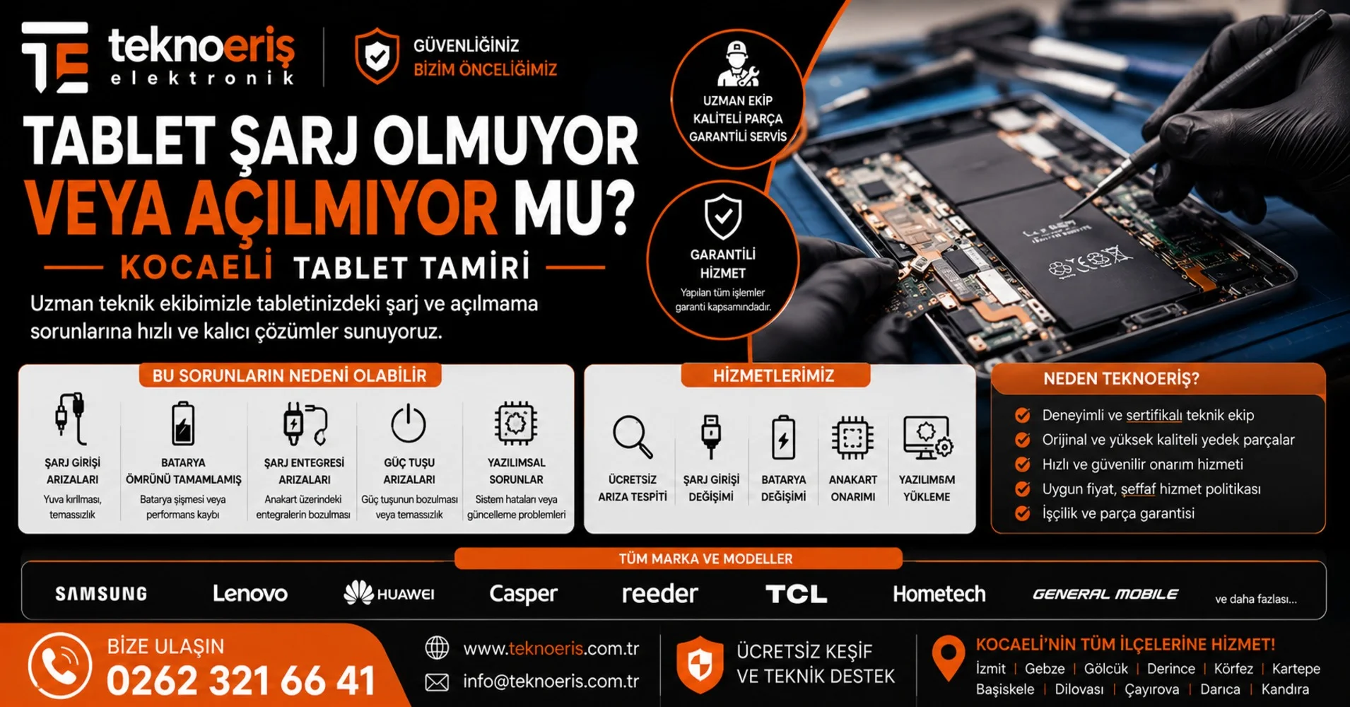 Tablet Şarj Olmuyor veya Açılmıyor mu? | Kocaeli Tablet Tamiri